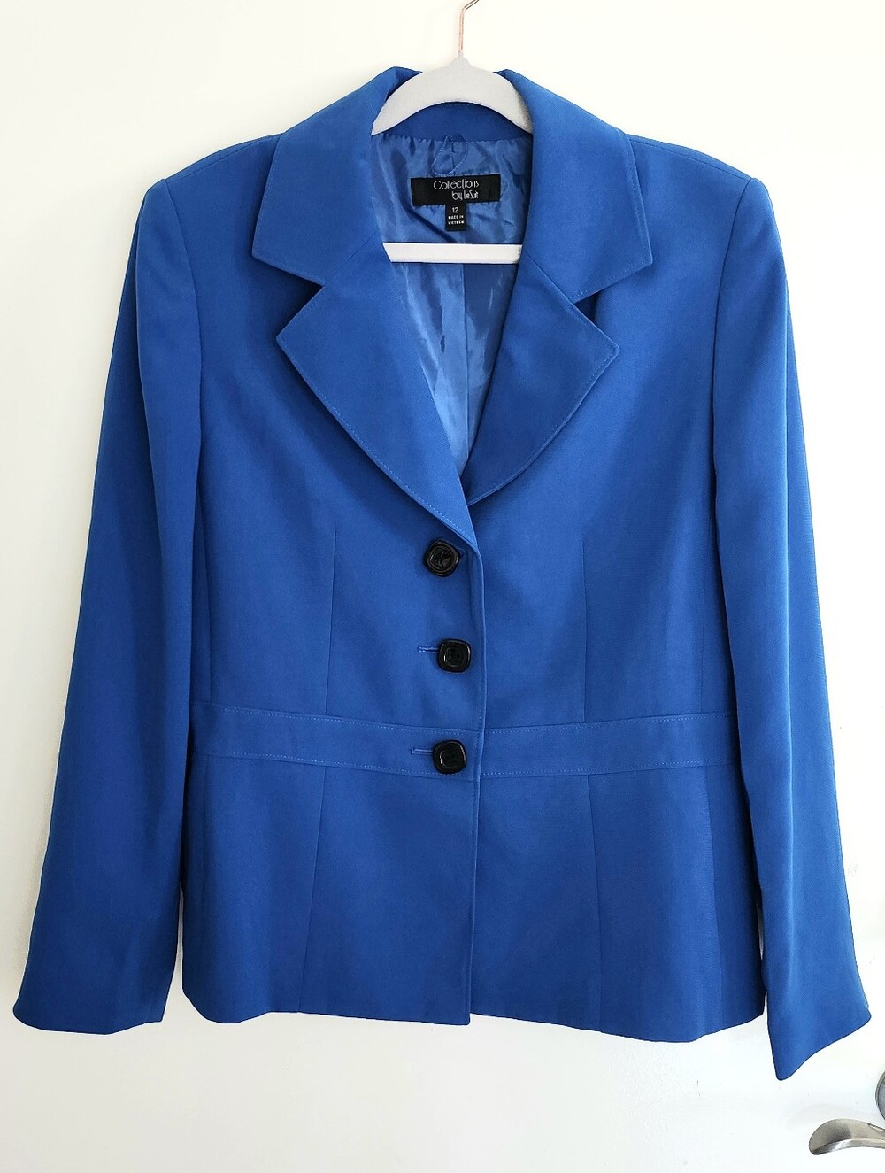 Collections Le Suit Womens Blazer Size 12 Blue 3 Button Career Work Jacket